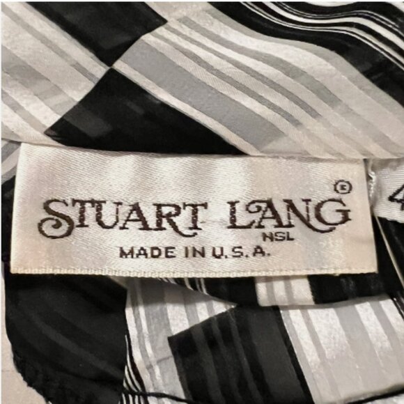 Stuart Lang. Sz S. Black White Semi Sheer Chiffon Pullover. Cowl Blouse. B129 - Picture 7 of 7